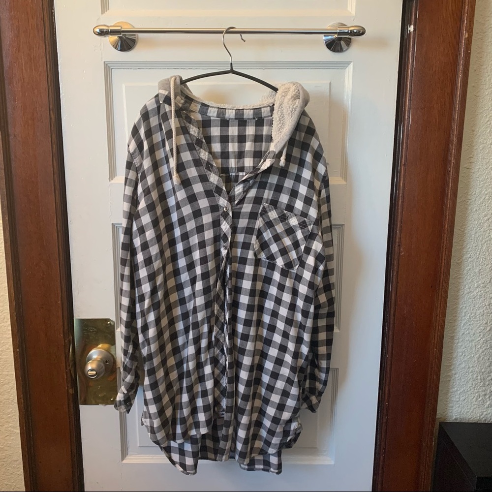 Oversized Sherpa Hooded Flannel